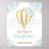 ブルーお洒落フローラホットエアバルーンへようこそ ポスター (正面)