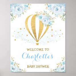 ブルーお洒落フローラホットエアバルーンへようこそ ポスター