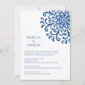 ブルーお洒落フローリッシュ結婚式招待状 招待状 (正面)