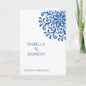 ブルーお洒落フローリッシュ結婚式 プログラム (正面)