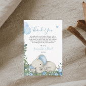 ブルーお洒落ベビーゾウサンキューカード サンキューカード