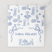 ブルーお洒落ボウブライダルシャワー折り畳み座席表 プレイスカード (外部開封)