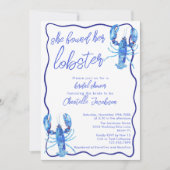 ブルーお洒落ー彼女は彼女のロブスターブライダルシャワーを見つけた 招待状 (正面)