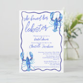 ブルーお洒落ー彼女は彼女のロブスターブライダルシャワーを見つけた 招待状 (スタンド正面)