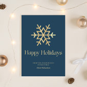 ブルーお洒落金ゴールドスノーフレーク公証人ハッピーホリデー シーズンカード