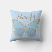 ブルーお洒落金ゴールドバタフライ装飾用クッション クッション (裏面)