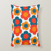 ブルーお洒落&オレンジフローラレトロ陽気 アクセントクッション (正面(垂直))