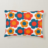 ブルーお洒落&オレンジフローラレトロ陽気 アクセントクッション (裏面)