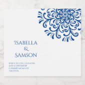 ブルーお洒落・フラリッシュ スパークリングワインラベル (シングルラベル)