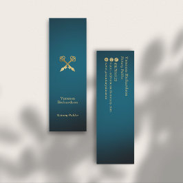 ブルーお洒落&金ゴールドペンズ高級公証人 スキニー名刺