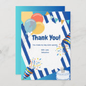 ブルーお祝いサンキューカード サンキューカード (正面/裏面)