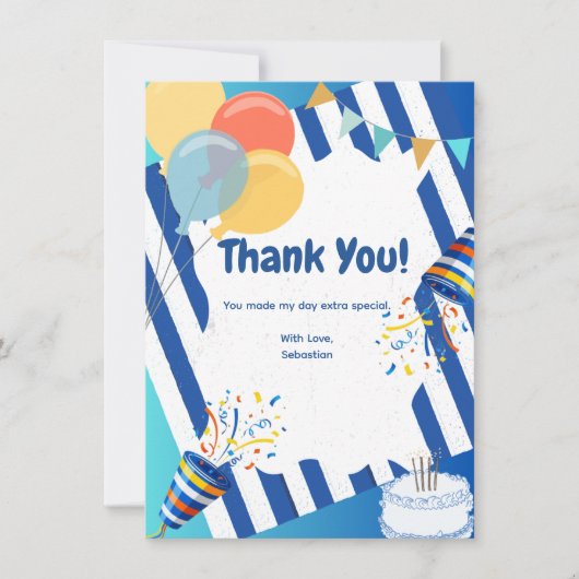 ブルーお祝いサンキューカード サンキューカード (正面)