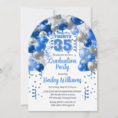 ブルーお祝いバルーン卒業パーティー 招待状 (正面)