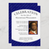 ブルーお祝いOF LIFE PHOTO記念葬儀 招待状 (正面/裏面)