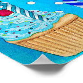 ブルーお誕生日ケーキポスター ポスター (角)