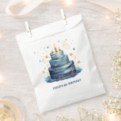 ブルーお誕生日ケーキ誕生日 フェイバーバッグ (クリップ留めされた状態)