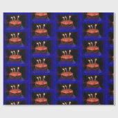 ブルーお誕生日ケーキ ラッピングペーパー (フラット)