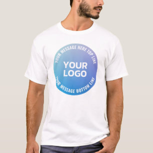ブルーからパープルのグラデーションと円形テキストのロゴスペース Tシャツ