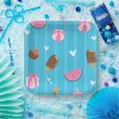 ブルーかわいいイラスト紙プレート ペーパープレート (パーティー)