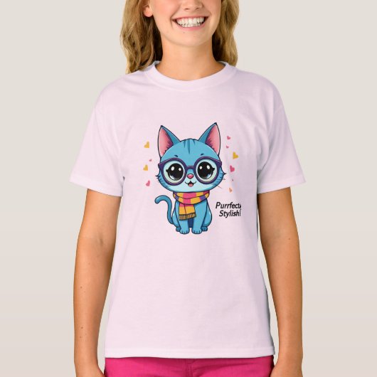 ブルーかわいいキッテン Tシャツ (正面)