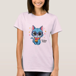 ブルーかわいいキッテン Tシャツ