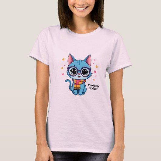 ブルーかわいいキッテン Tシャツ (正面)