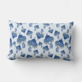 ブルーかわいいタコUFO装飾用クッション ランバークッション