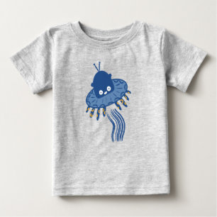 ブルーかわいいタコUFO ベビーTシャツ