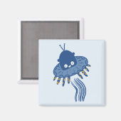 ブルーかわいいタコUFO マグネット (正面/裏面)