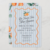 ブルーかわいこちゃんパステルメインスクイーズテーマブライダルシャワー 招待状 (正面/裏面)