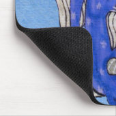 ブルーかわいらしアイズエンジェルホールディングキャットオンクラウド マウスパッド (コーナー)