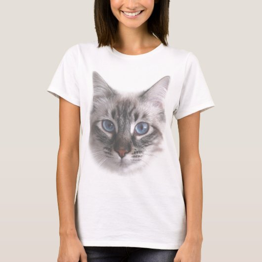 ブルーかわいらしアイド子猫 Tシャツ (正面)