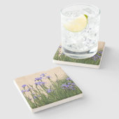 ブルーかわいらしアイリスフローラ ストーンコースター (横)