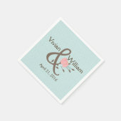 ブルーかわいらしアンドコーラルフローラズ結婚ナプキン スタンダードカクテルナプキン (角)