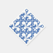 ブルーかわいらしアンド白フランスのフルーア・デ・リス スタンダードカクテルナプキン (角)