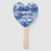 ブルーかわいらしウォーターグラデーションカラーウェディングシャワーシック ハンドファン (裏面)