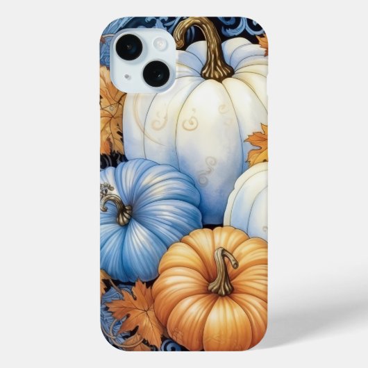ブルーかわいらしオレンジホワイト秋秋カボチャ Case-Mate iPhoneケース (裏面)