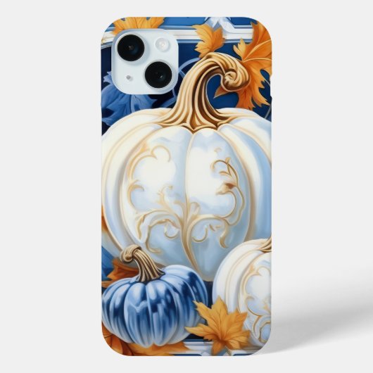 ブルーかわいらしオレンジホワイト秋秋カボチャ Case-Mate iPhoneケース (裏面)