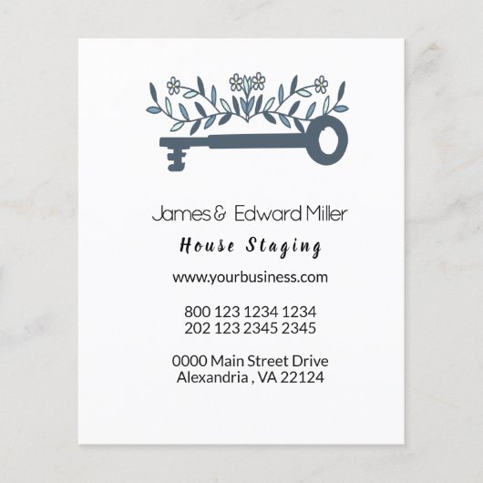 ブルーかわいらしカントリーフローラプロパティホーム鍵 チラシ (正面)