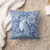 ブルーかわいらしキツネフォレストフローラ自然ウッドランド クッション (ブランケット)