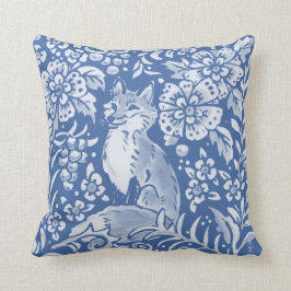 ブルーかわいらしキツネフォレストフローラ自然ウッドランド クッション