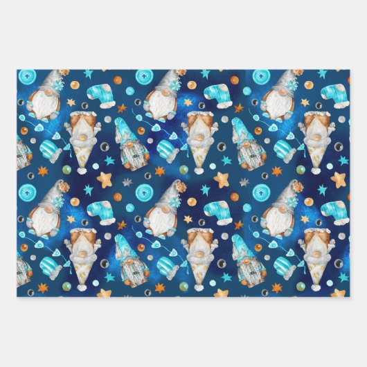 ブルーかわいらしクリスマス格言 ラッピングペーパーシート (正面3)