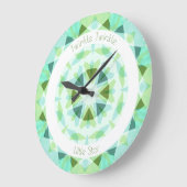 ブルーかわいらしグリーントゥインクルリトルスターベビー子供部屋 ラージ壁時計 (傾斜)