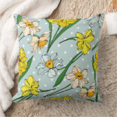 ブルーかわいらしスカイ水玉模様かわいいフローラレトロ クッション (ブランケット)