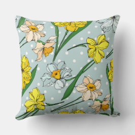 ブルーかわいらしスカイ水玉模様かわいいフローラレトロ クッション