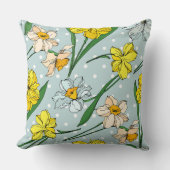 ブルーかわいらしスカイ水玉模様かわいいフローラレトロ クッション (正面)