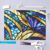 ブルーかわいらしスステンドグラスデカッペティッシュペーパー 薄葉紙 (クラフト)