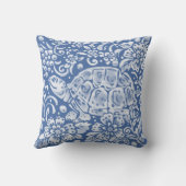 ブルーかわいらしタートルフォレストフローラ自然ウッドランド クッション (裏面)