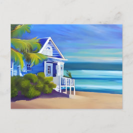 ブルーかわいらしトロピカルパラダイス |ことわざこんにちは ポストカード