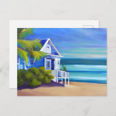 ブルーかわいらしトロピカルパラダイス |ことわざこんにちは ポストカード (正面/裏面)